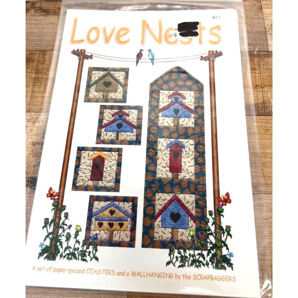 Love Nests Quilt Pattern Coasters & Wallhanging By The Scrapbaggers Paper Pieced - Picture 2 of 3